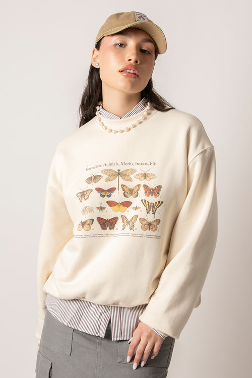 Butterflies Organic Cotton Ivory Sweatshirt