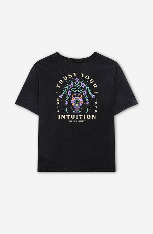 Black Trust Your Intuition Washed T-shirt