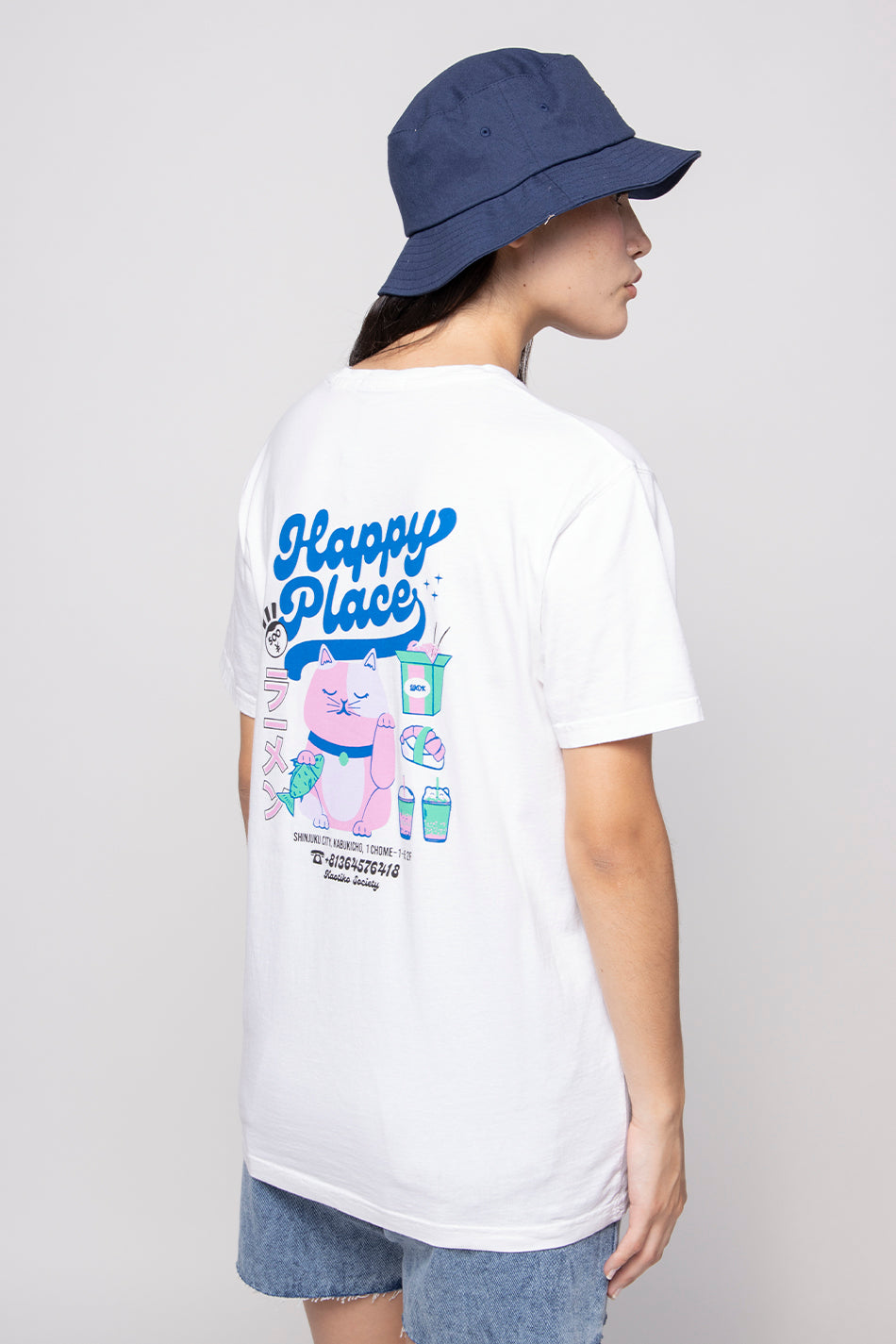 Camiseta Washed Happy Place White