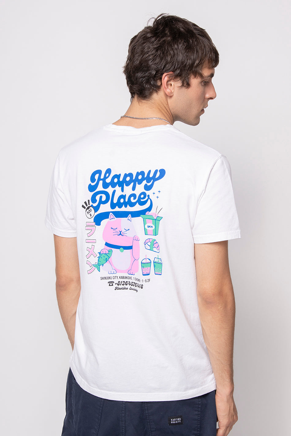 Verwaschenes weißes Happy Place T-Shirt