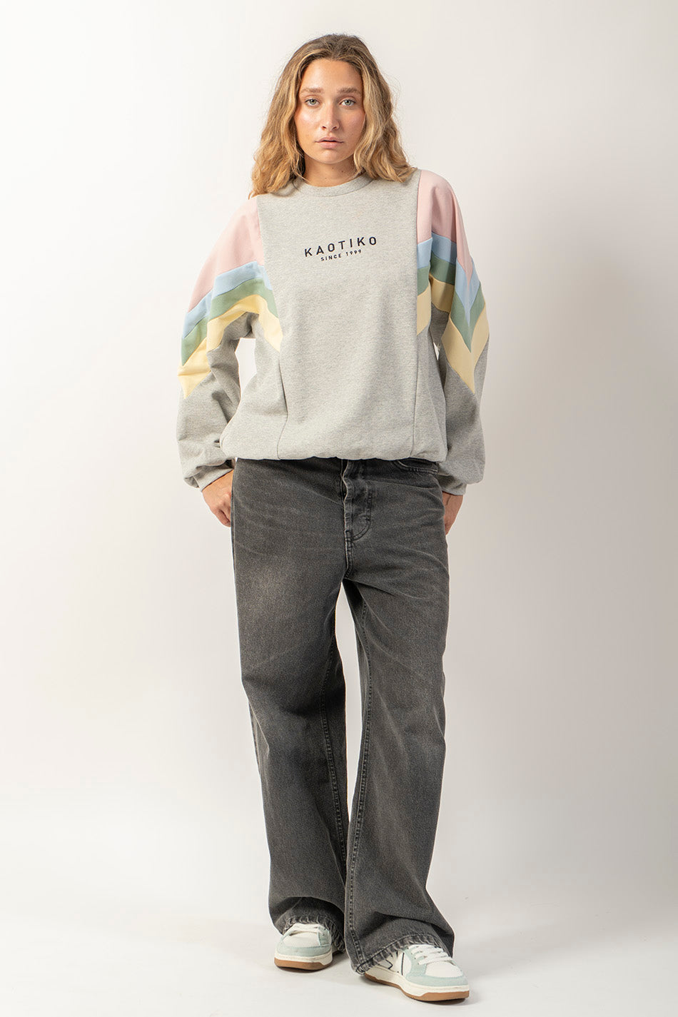 Ginger Sweatshirt in Grau/Rosa/Himmelblau