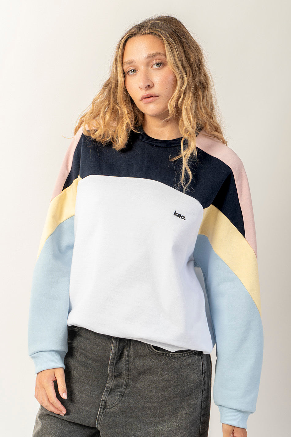 Elina Sweatshirt in Weiß/Rosa/Marineblau