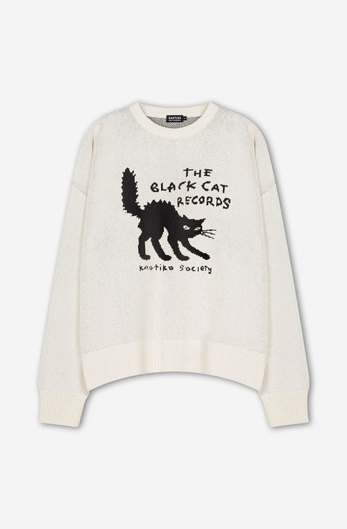 The Black Cat Records Ivory Sweater