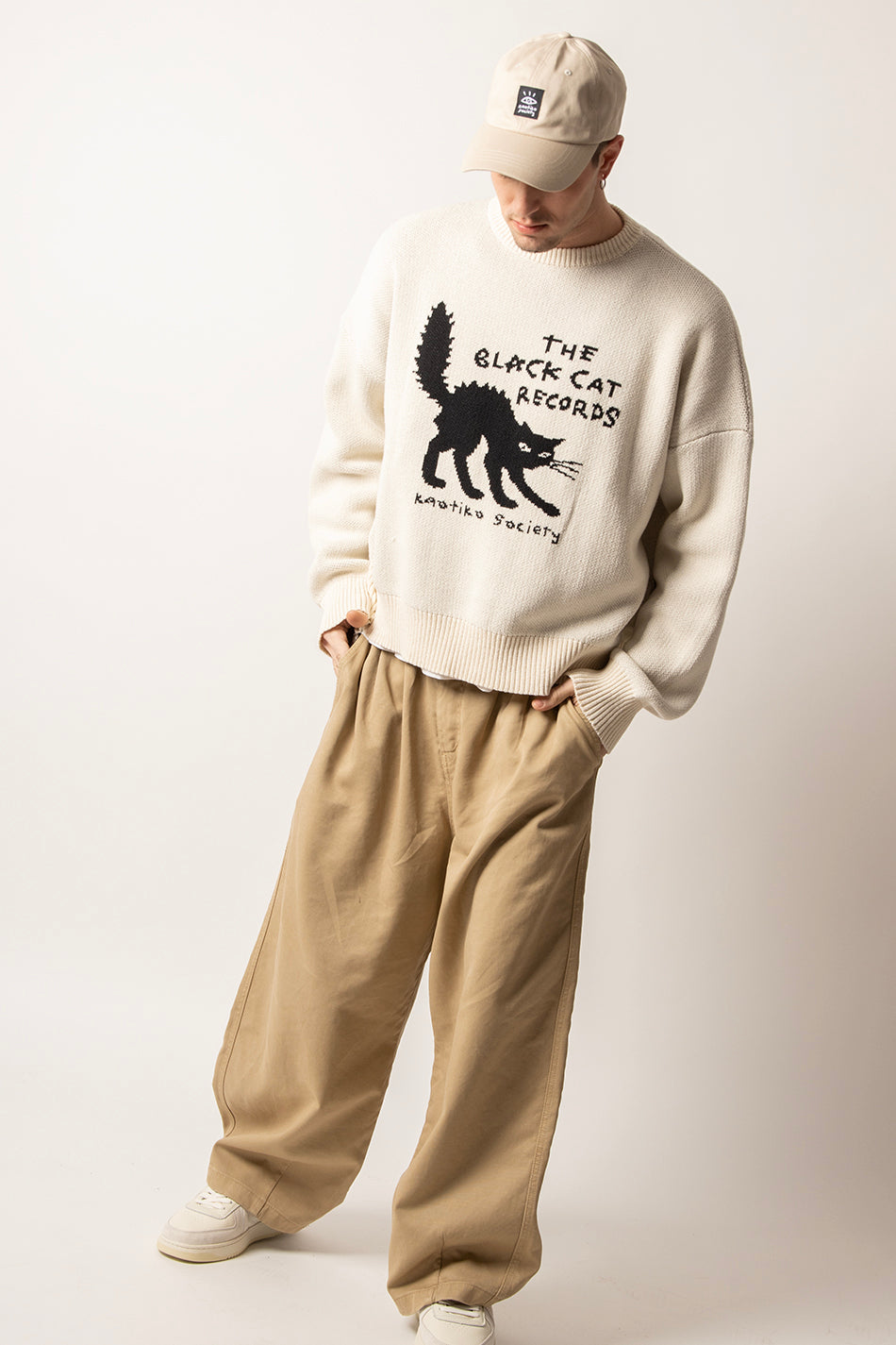 The Black Cat Records Ivory Sweater