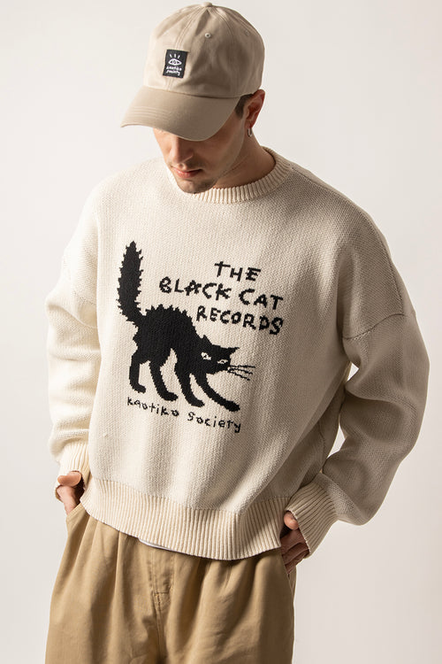 The Black Cat Records Ivory Sweater