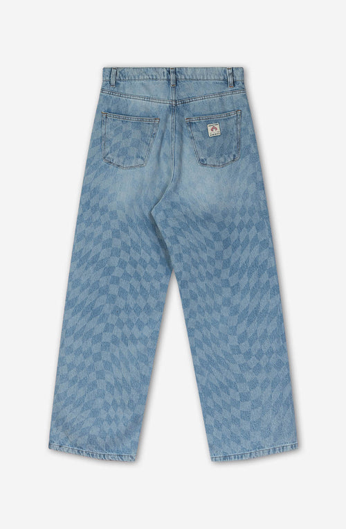 Loose Laser Check Denim Trousers