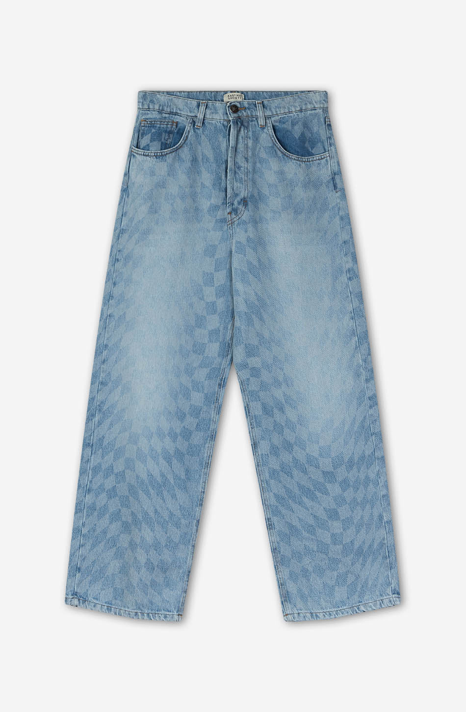 Loose Laser Check Denim Trousers