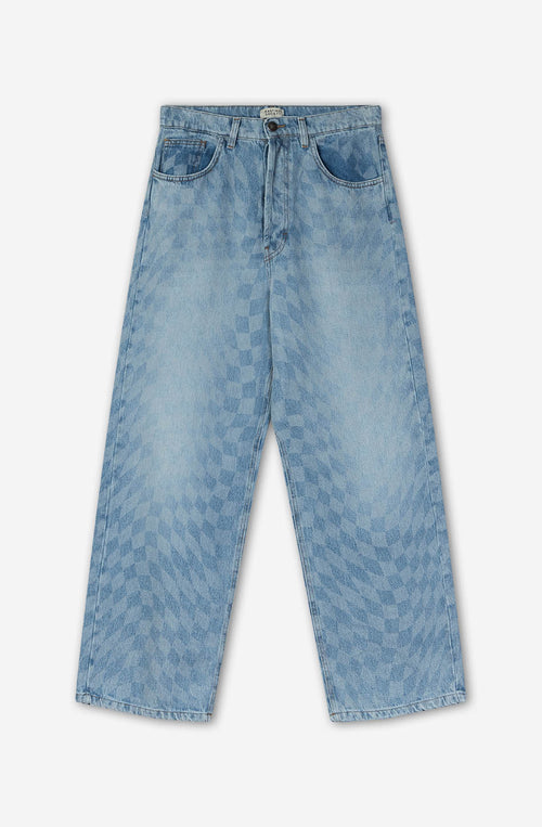 Pantalon en jean à carreaux laser