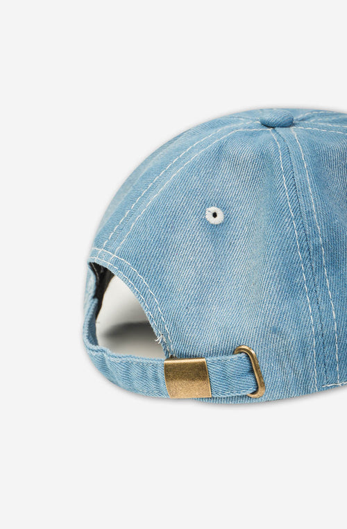 Casquette en denim léger rose fleuri