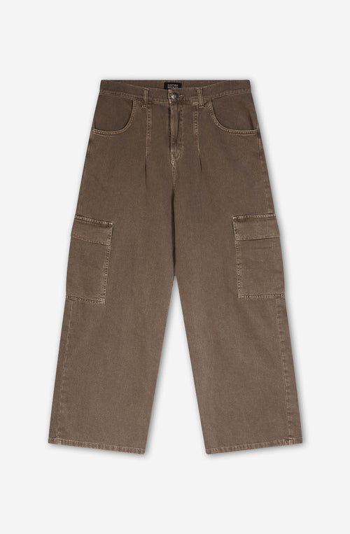 Pantalon cargo ample délavé marron