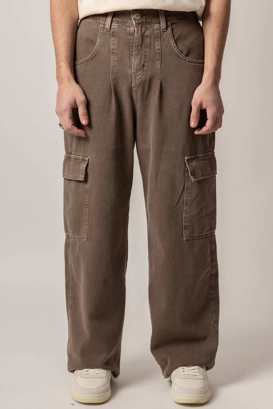 Loose Washed Brown Cargo Pants