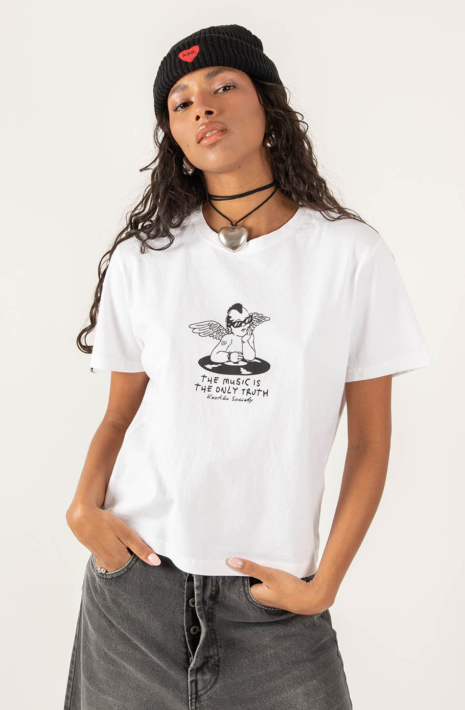 Washed Punk Angel White T-shirt