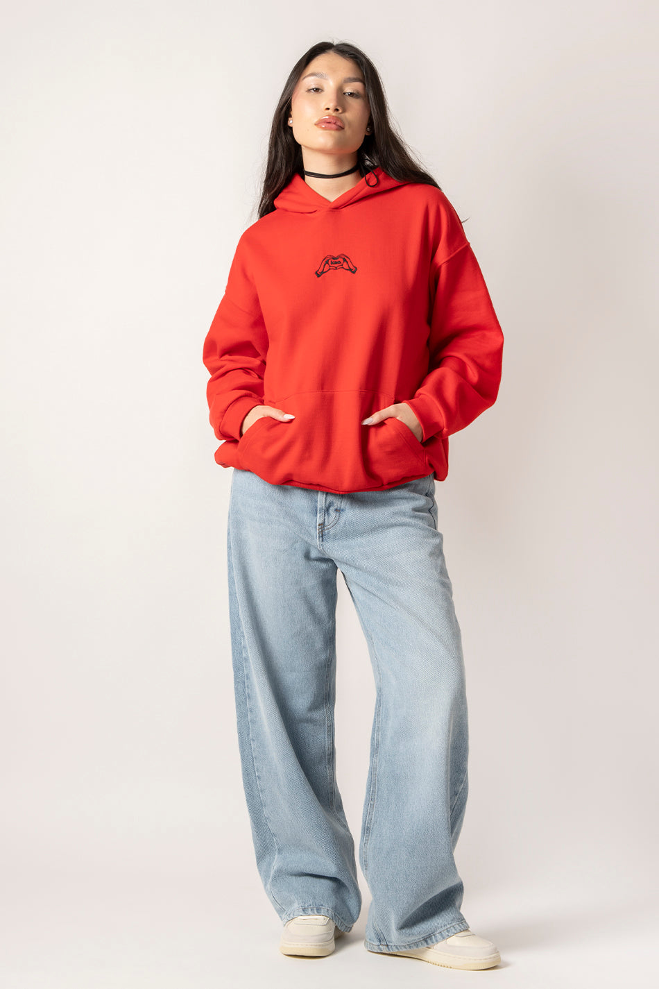 Herz-Hand-Kao-rotes Sweatshirt