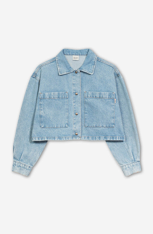 Veste en jean délavé à poches