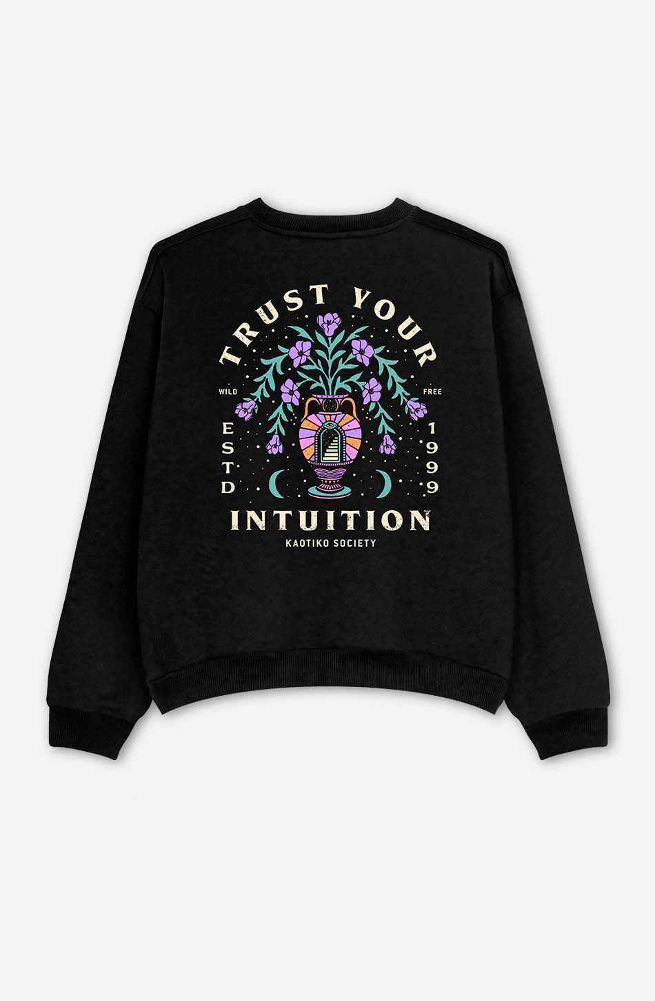 Gewaschenes „Trust Your Intuition“-Sweatshirt in Schwarz