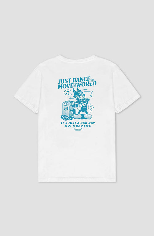 Camiseta Washed Just Dance Cat Music White