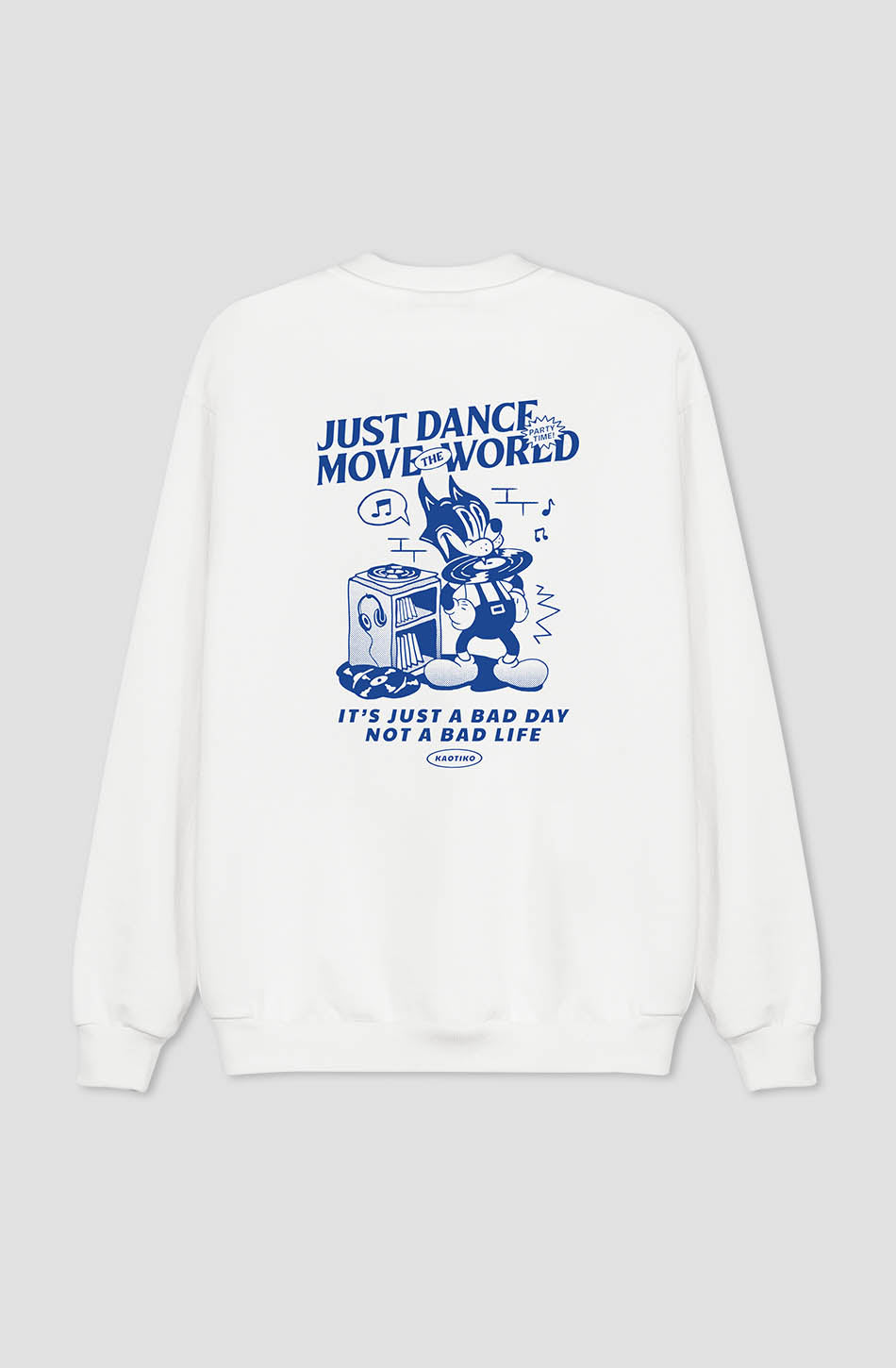 Weißes Sweatshirt „Just Dance Cat Music“ aus Bio-Baumwolle