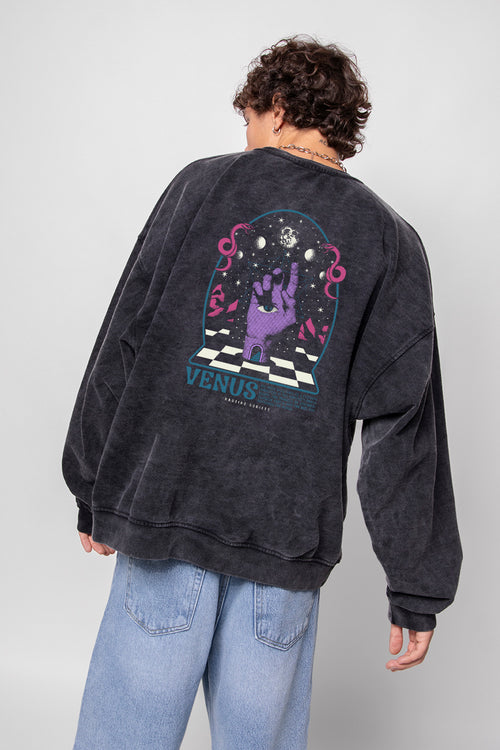 Washed Hand Space Black Sweatshirt