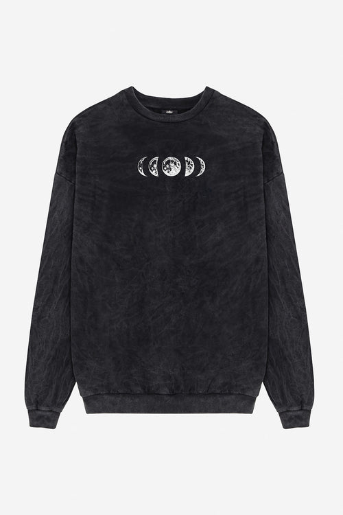 Handgewaschenes schwarzes Space-Sweatshirt