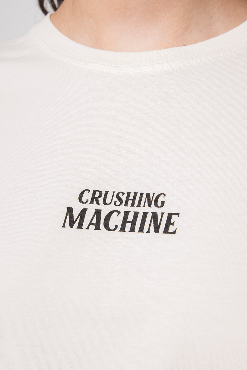 T-Shirt aus gewaschenem Crushing Machine-Elfenbein