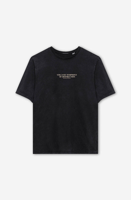 Gewaschenes Volcanic Symphony Black T-Shirt