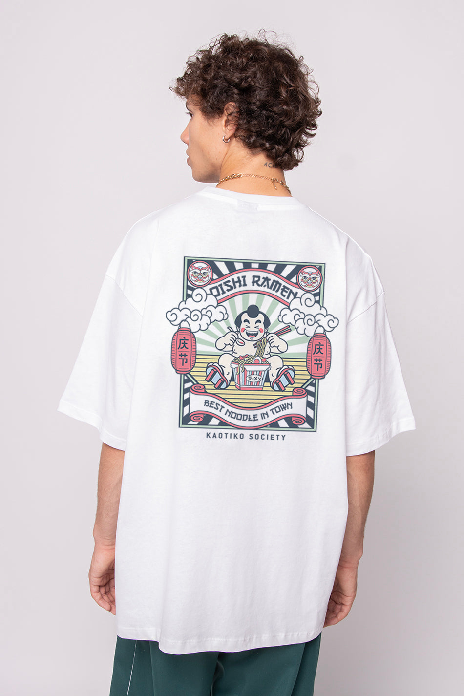 Weißes Oishi Ramen-T-Shirt aus Bio-Baumwolle