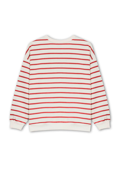 Gestreiftes Sweatshirt in Rot/Elfenbein