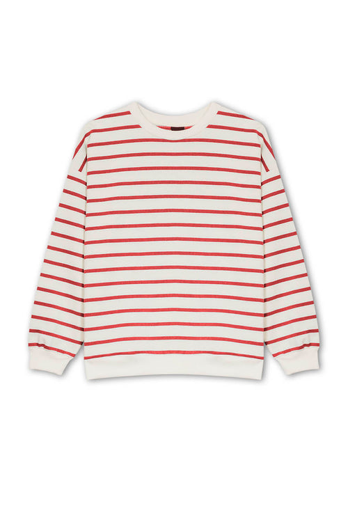 Gestreiftes Sweatshirt in Rot/Elfenbein