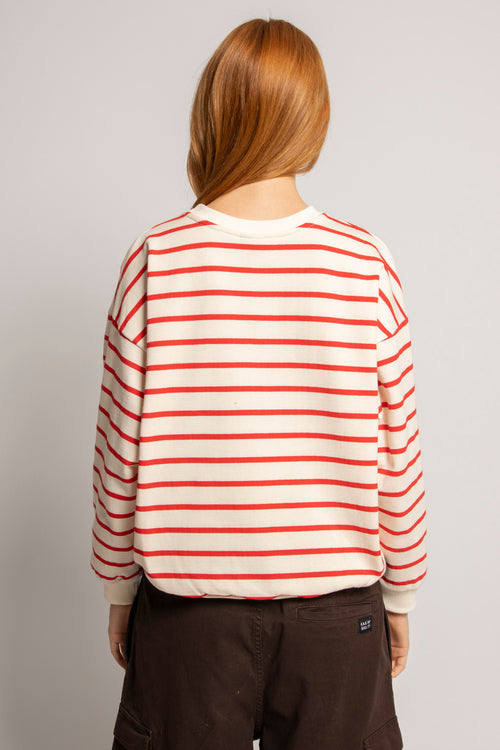 Gestreiftes Sweatshirt in Rot/Elfenbein