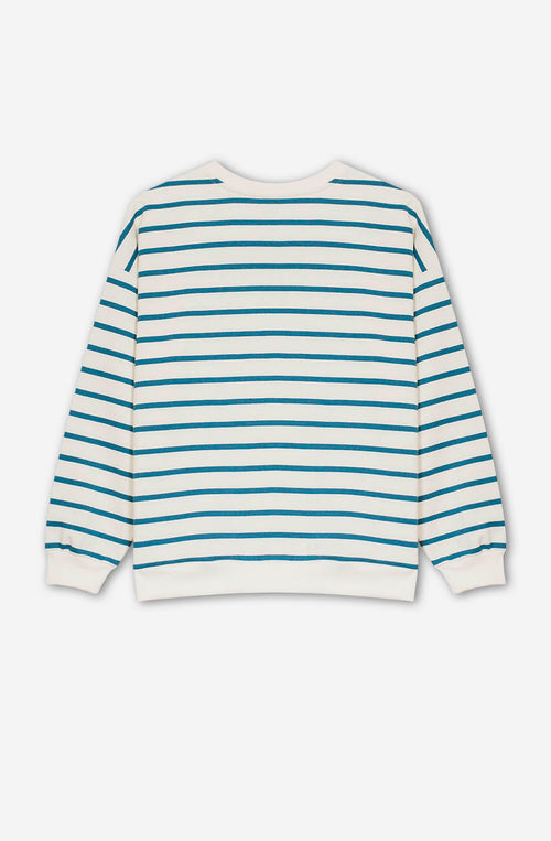 Gestreiftes Sweatshirt in Blau/Elfenbein