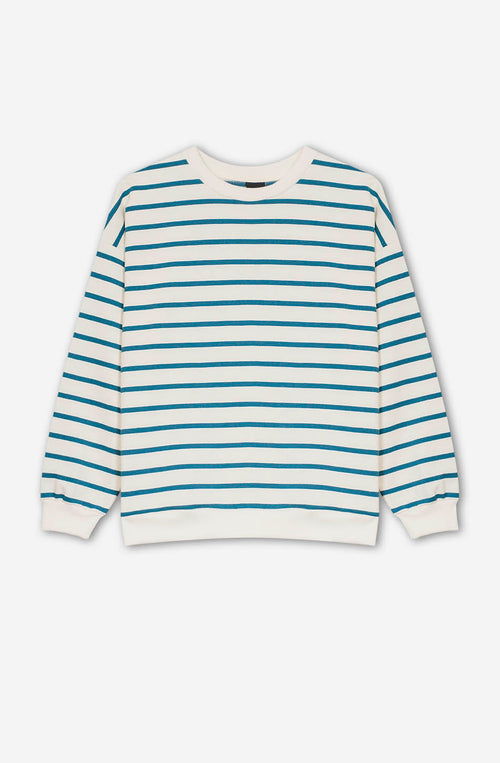 Gestreiftes Sweatshirt in Blau/Elfenbein