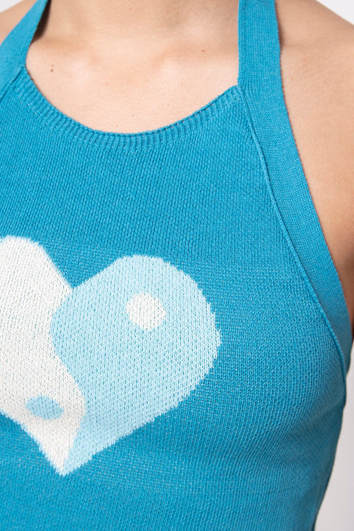 Blue Yin Yang Heart Top