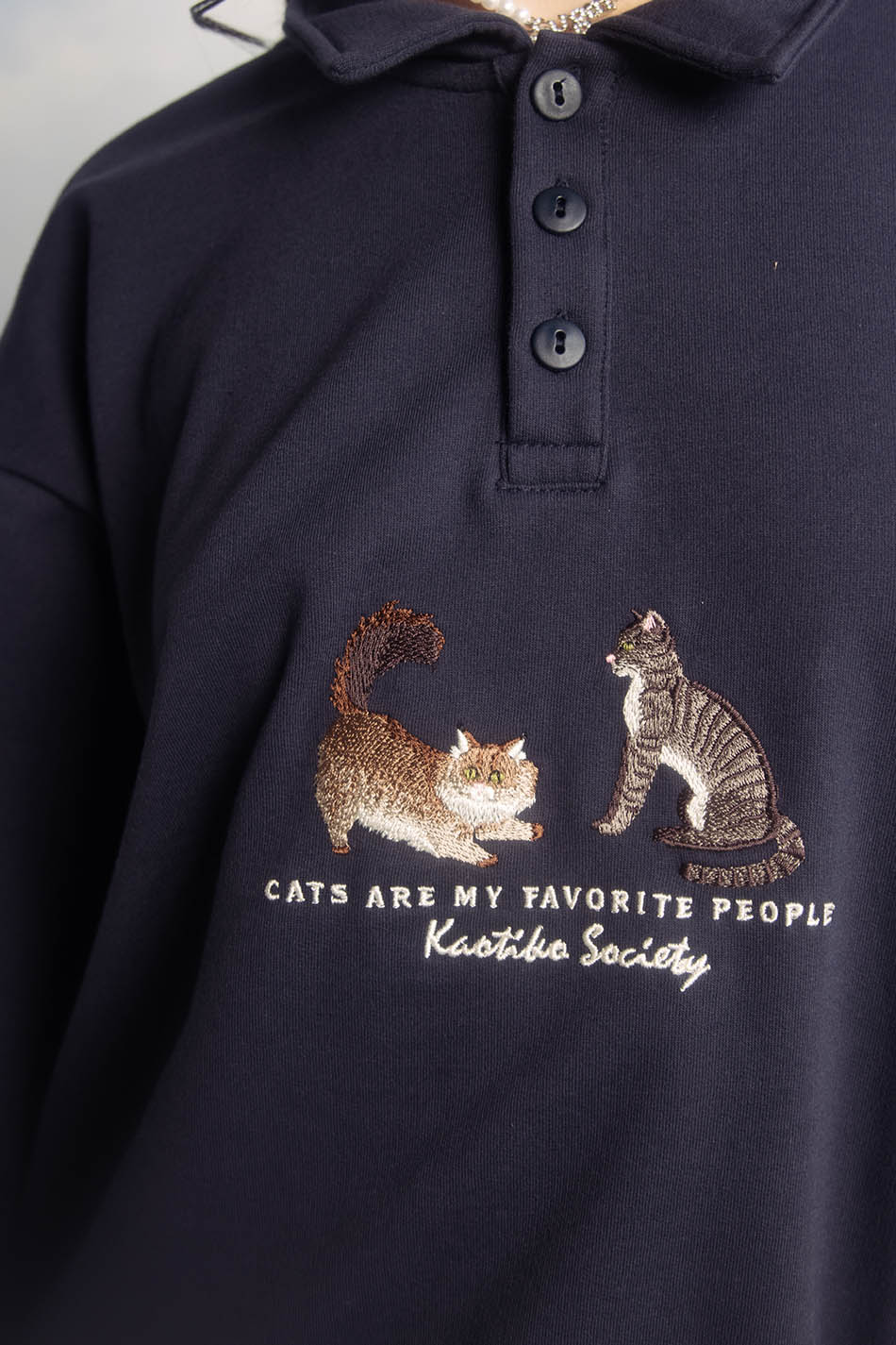 Katzen Sweatshirt Navy