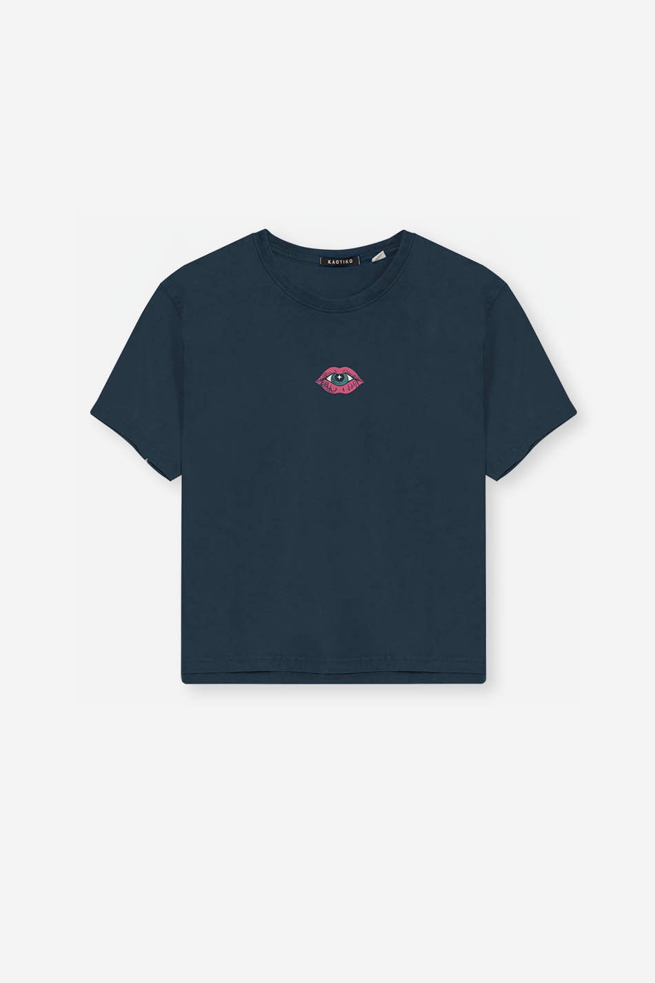 Washed T-Shirt Think Happy Navy