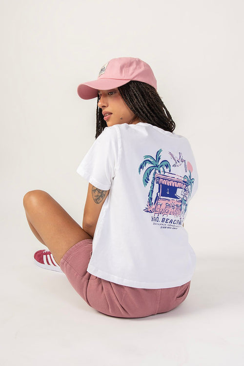 Tee-shirt Washed Beach Bar White