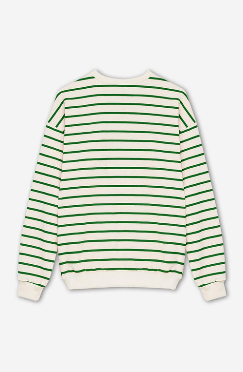 Sweatshirt Heart Stripes Green/ Ivory