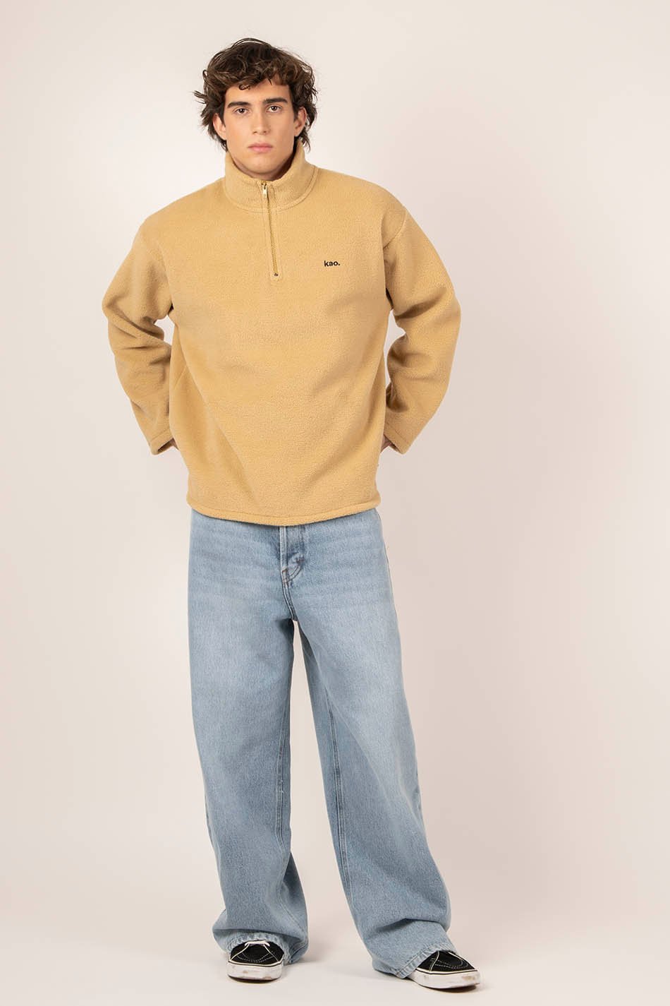 Half Zip Fleece-Sweatshirt in Ockergelb