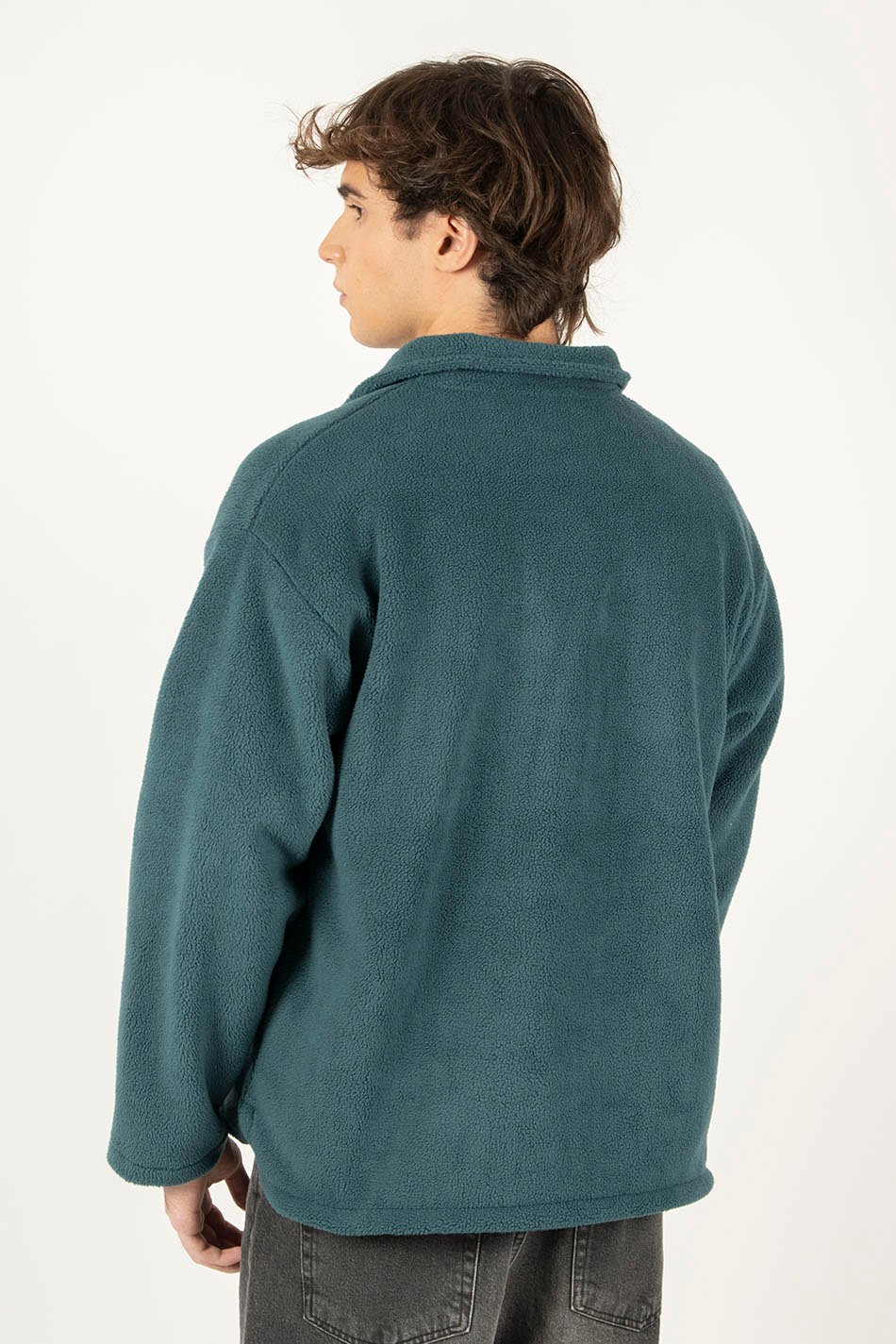 Fleece-Hoodie in Salbeigrün