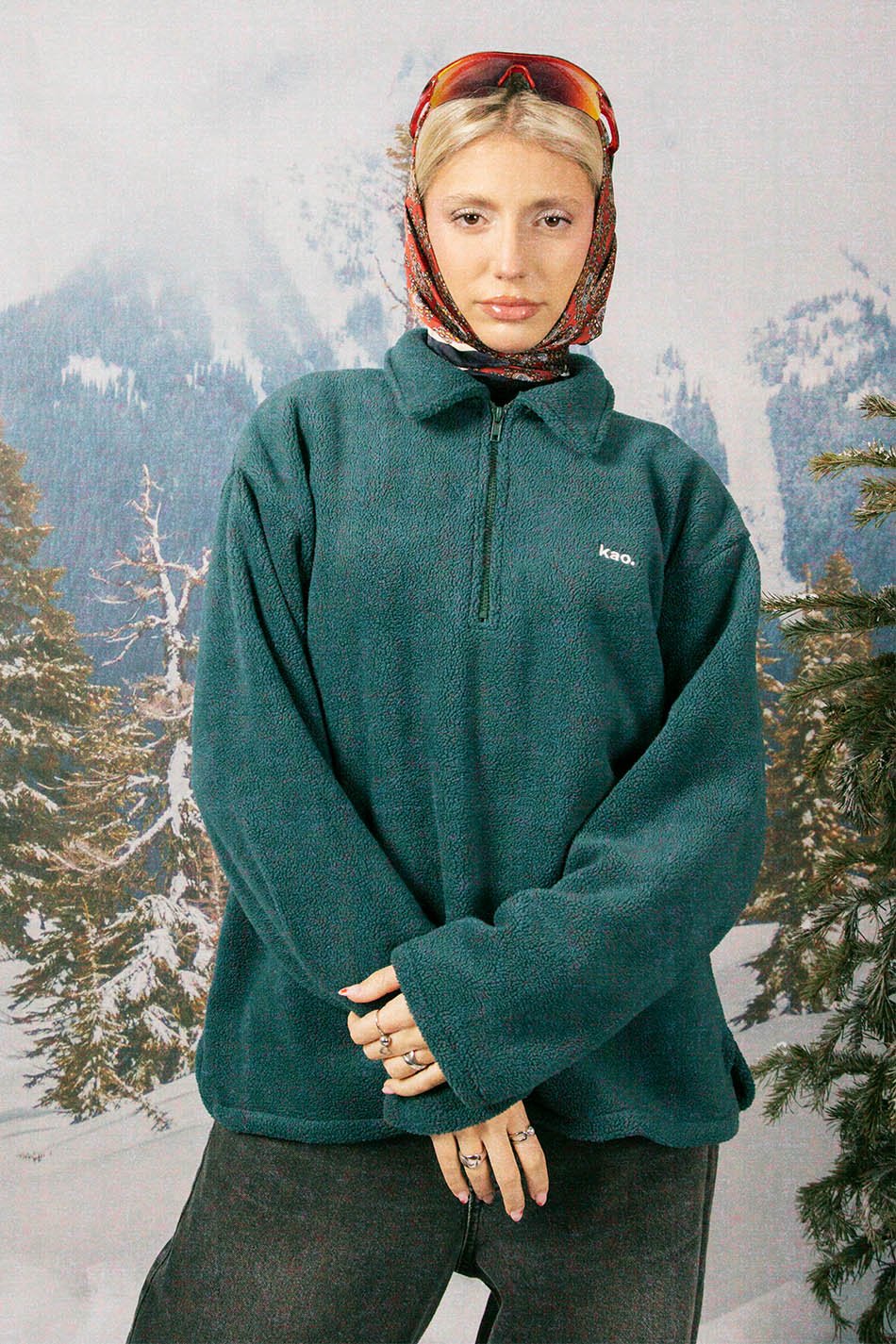 Fleece-Hoodie in Salbeigrün