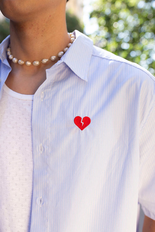 Camisa Loui Heart Blue/ White Stripes